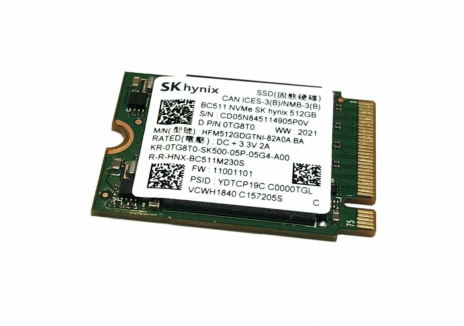 SK Hynix 512GB NVMe PCIe M2 2230 SSD BC511 30mm Half Size HFM512GDJTNI-82A0A OEM