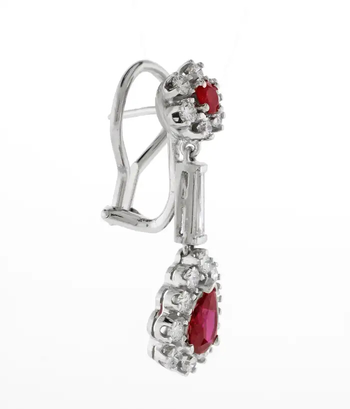 DIAMOND AND RUBY DROP EARRINGS - image 3