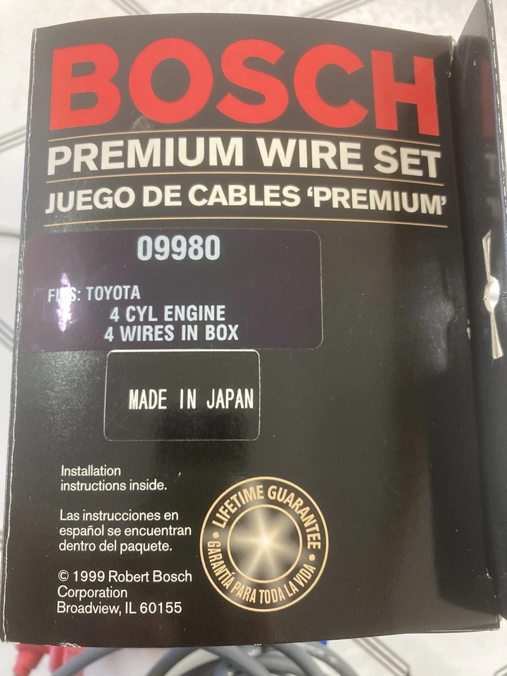 Набор проводов свечей зажигания Bosch — No09980 — подходит для Toyota Camry и Celica 2,0 л - Изображение 2 из 4