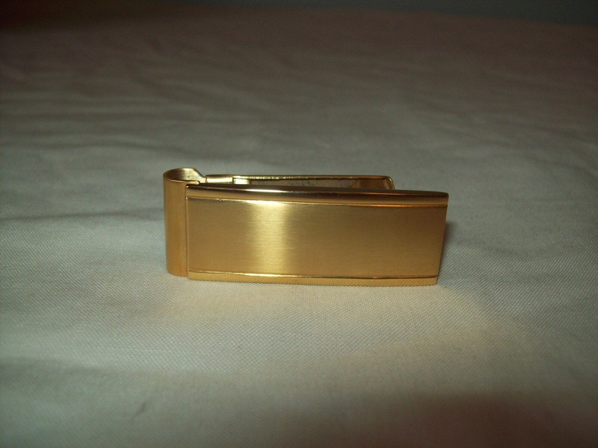 Chisel brushed stainless steel Gold colored Money clip New
