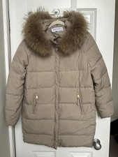 Gerard Darel Long Down Jacket With Fur Collar Rrp £495