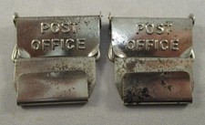 Vintage Post Office Memorabilia Uniform Brace Clips Pair - 1980's  Great Patina 