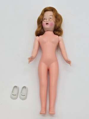 Vintage Doll with Sleep Eyes, Posable Arms and Neck, Red Hair, Original Shoes