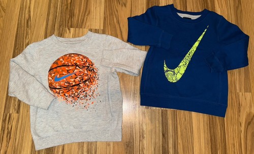 Nike Boys Sz 7 6/7 Crewneck Sweatshirt Cotton Just Do It EUC Lot Of 2