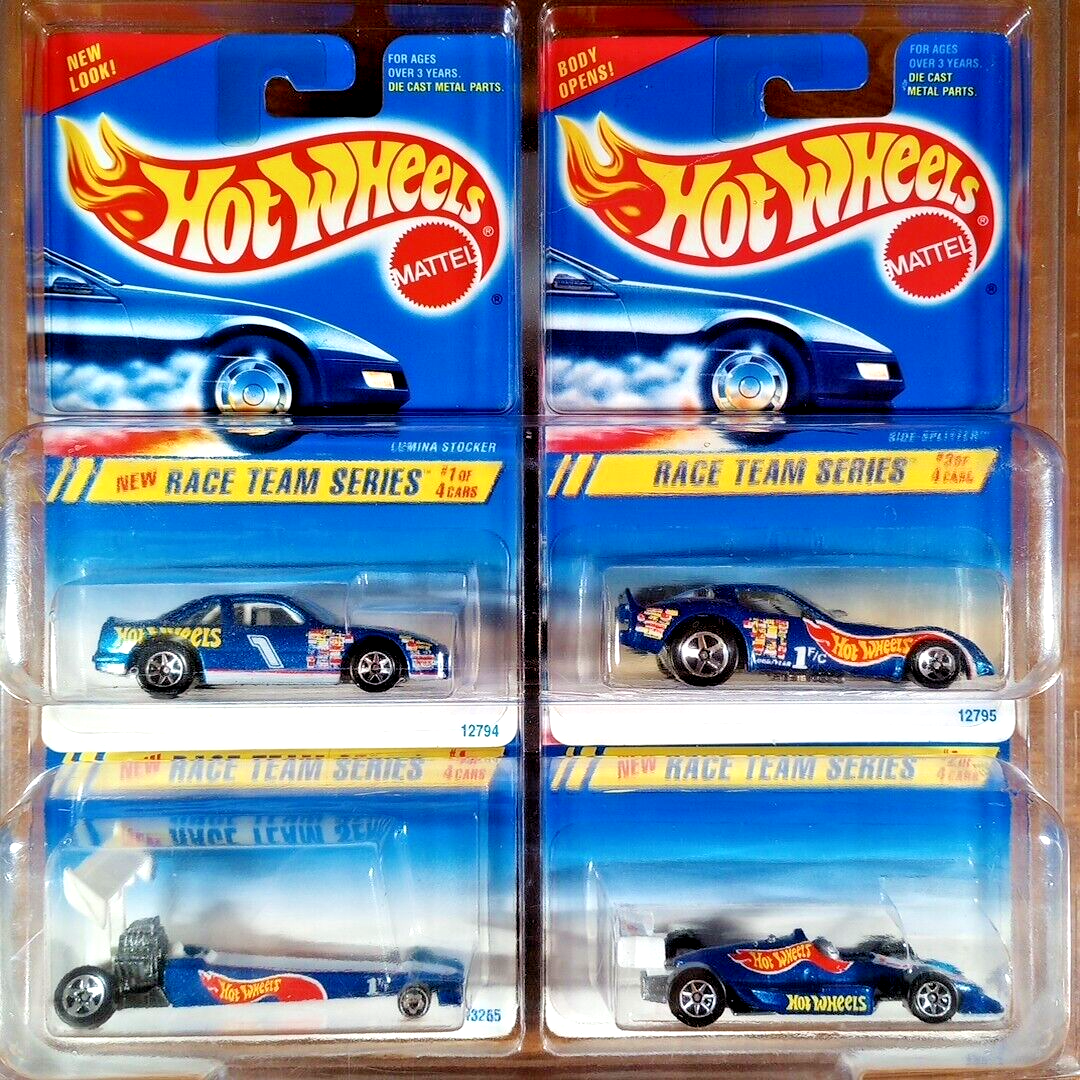 Hot Wheels Vintage Race Team Series 1 Complete 4-Car Blue Side