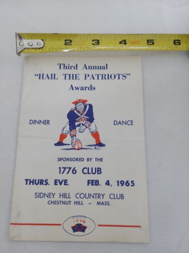 Vintage New England Hail The Patriots Feb 4 1965 Third Annual Awards Program - Picture 2 of 5