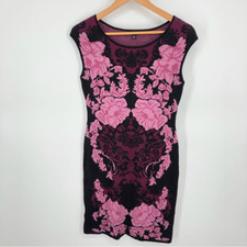 Ann Taylor Sweater Dress Womens XS Cap Sleeve Knit Pink Black