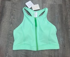 Fabletics Size Medium Zip-Front Racerback Swim Top Sugared Lime/Hyper Turf -NWOT