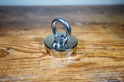 250lb Magnet Fishing Mounting Magnet Pull Force N52 Neodymium w/ Eye Nut Hook