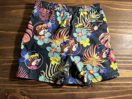 Buc-ees Multicolor Floral Beaver Print Toddler Boys Sz 5T Swim Trunks Shorts - Picture 3 of 3
