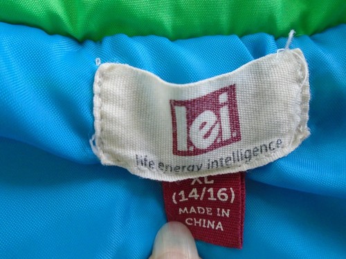 LEI Size XL (14-16) Girl's Bright Neon Green Outerwear Quilted Puffy Vest - Picture 3 of 3