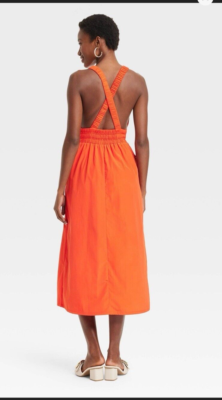 Women's Poplin Cross Back Midi Dress - A New Day Red /Pid Sz L | eBay