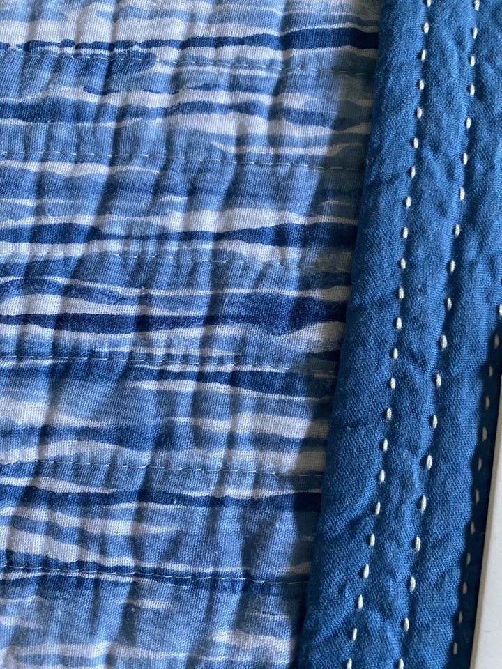 Sigrid Olsen King Size Quilt Blue White Reversible All Cotton Fresh Design NWT - Image 3 of 4