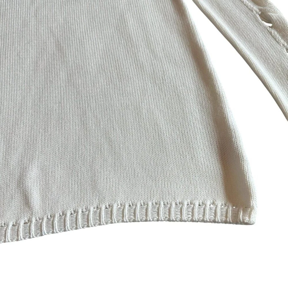 Per Se by Carlisle White Woven Pullover Sweater Cutout Sleeves Size XS NWT - Image 4 of 4