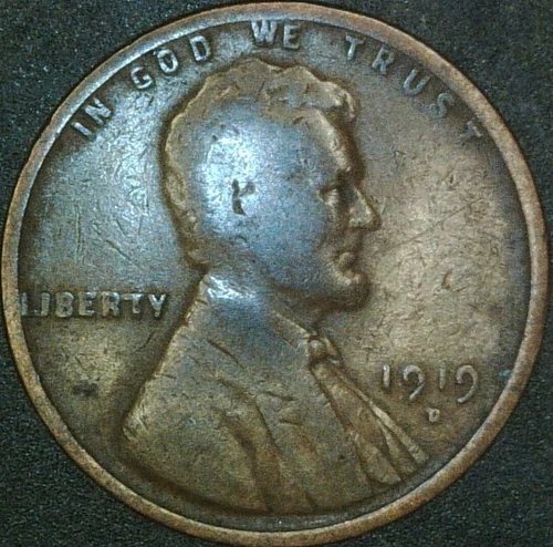 1919 D Denver Mint Lincoln Wheat Cent Coin Copper Lot EF