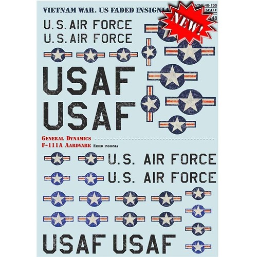 Guerra de Vietnam. US Faded Insignia El Juego Completo 2 Hojas Calcomanías 1:48 PS 48-155 - Imagen 1 de 2