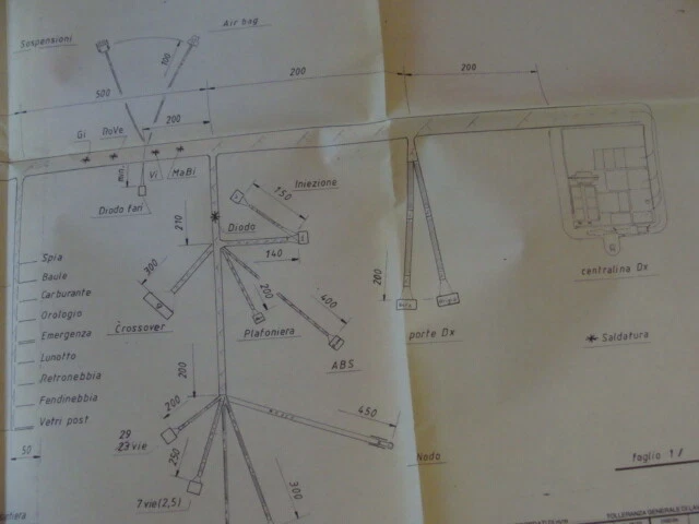 Disegno Maserati Biturbo cablaggio plancia - Immagine 3 di 4