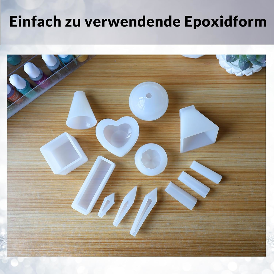 EPODA Resin Silicone Moulds, 13pcs Resin Kits for Beginners, Epoxy