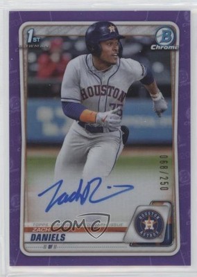 2020 Bowman Draft Chrome Picks Purple Refractor 68/250 Zach Daniels Auto fv8