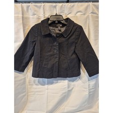 H M Youth 4 Black Cropped Jacket Blazer Small Medium Button Up Long Sleeve EUC