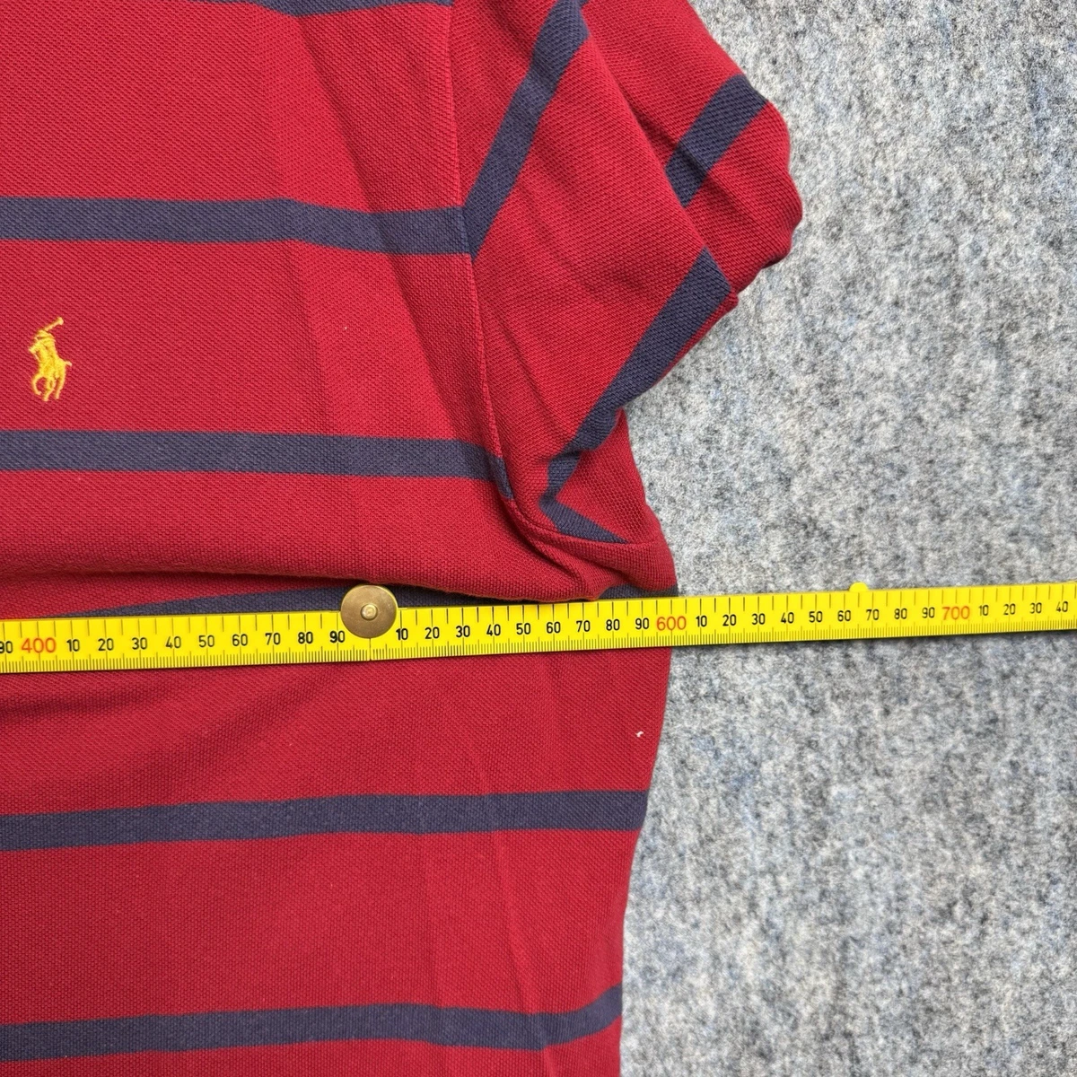 Ralph Lauren Polo Shirt Mens XL Red Blue Striped Cotton Casual Preppy Golf Retro