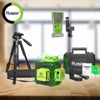 Huepar 12 Lines Green Self-Leveling Laser Level with Hard Box + Receiver +Tripod