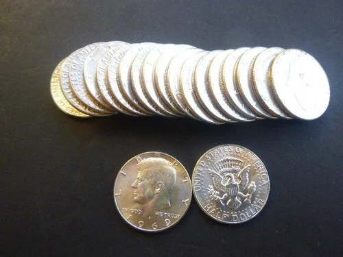 1969 d Kennedy Half Dollar Roll of 20  BU 40% Silver