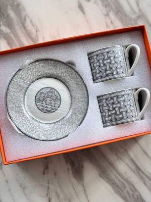 Hermes Mosaic H Logo Ceramic Cappuccino Mugs