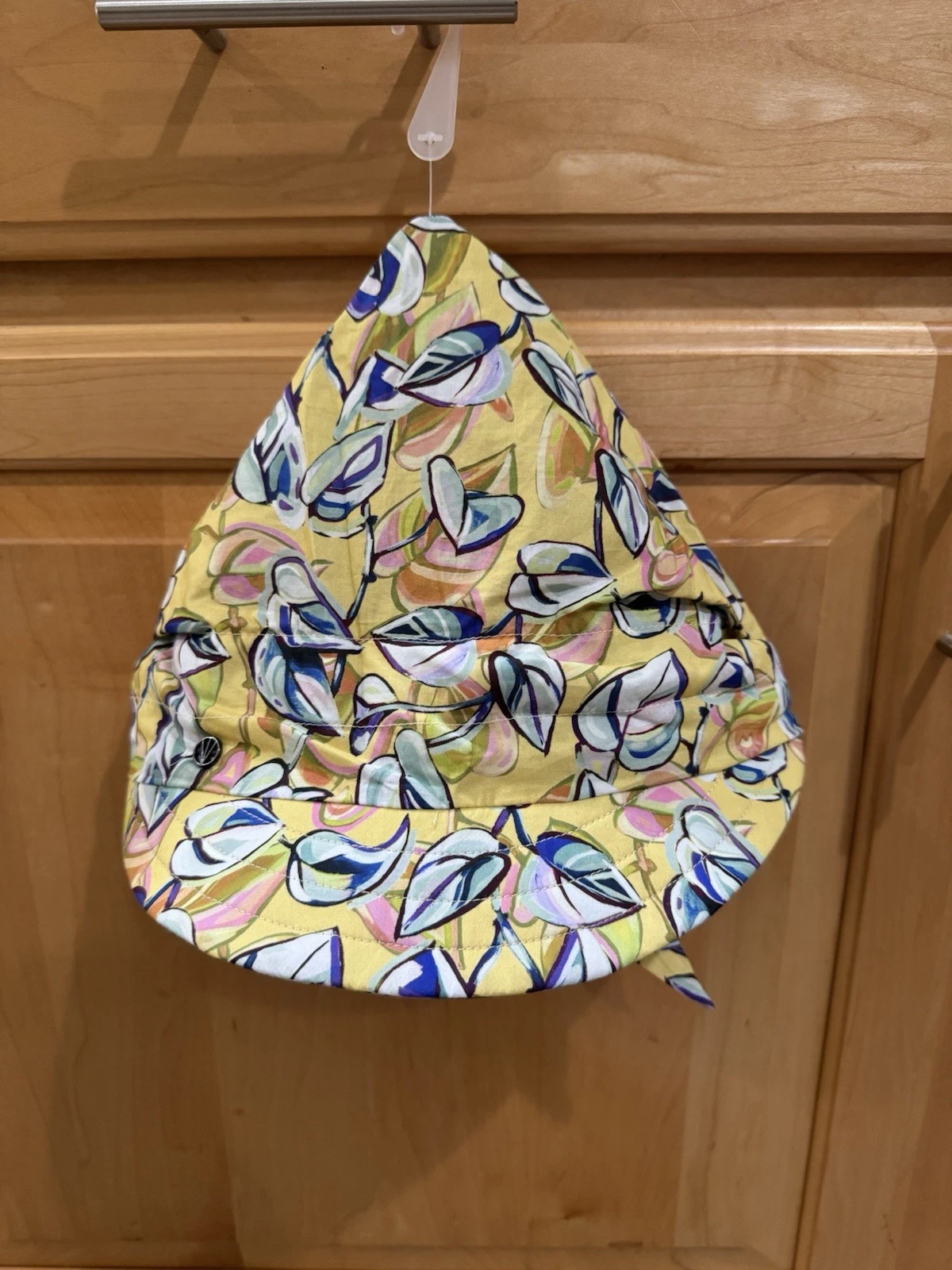 New Loevenich Women's Leaf Print Hat Cap ONE SIZE Yellow Abstract Art Streetwear