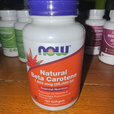 Natural Beta Carotene 180 Sgels 25000 IU by Now Foods Exp. 7/2026