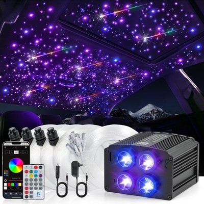 Car Starlight Headliner Kit, 4 Colors 32W Twinkle & Meteor Fiber Optic Ceilin...