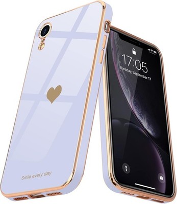 Handyhülle TPU Lila Herzmuster Kratzfest Stoßfest für iPhone Xr Mädchen