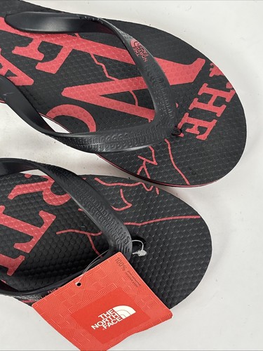 THE NORTH FACE Men’s Flip Flops Black Red All Over Pattern Size 9 NWT - Picture 2 of 8