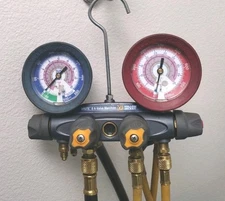 Yellow Jacket 46010 Brute II 4-Valve Manifold with Hoses for Test Charging