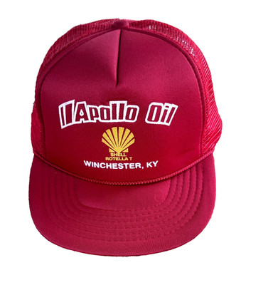 Vintage Shell Oil Rotella T Red Cap Hat Apollo Oil Winchester Kentucky EUC
