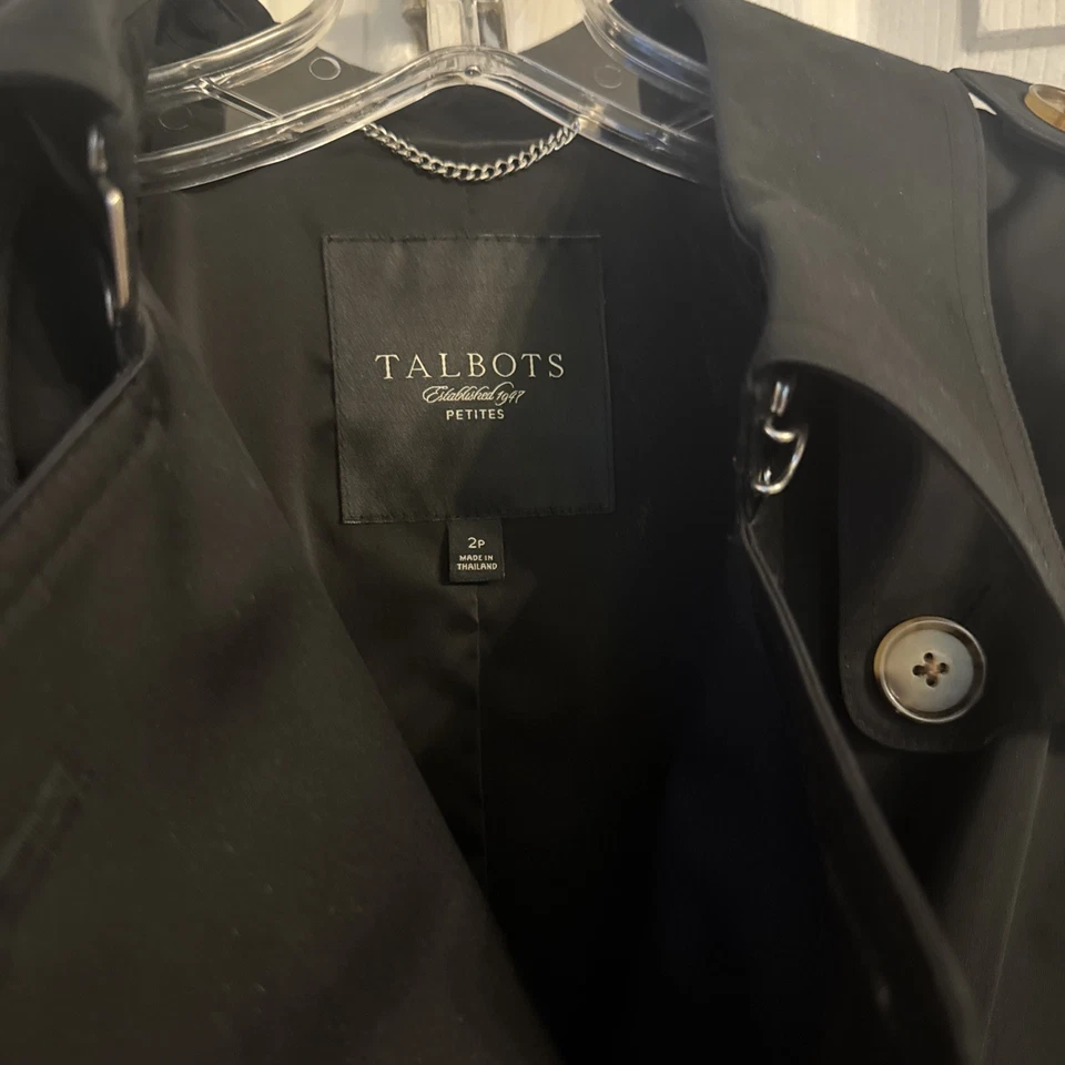 Abrigo de primavera Talbots Petites para mujer negro talla 2P  Foto 2 de 4