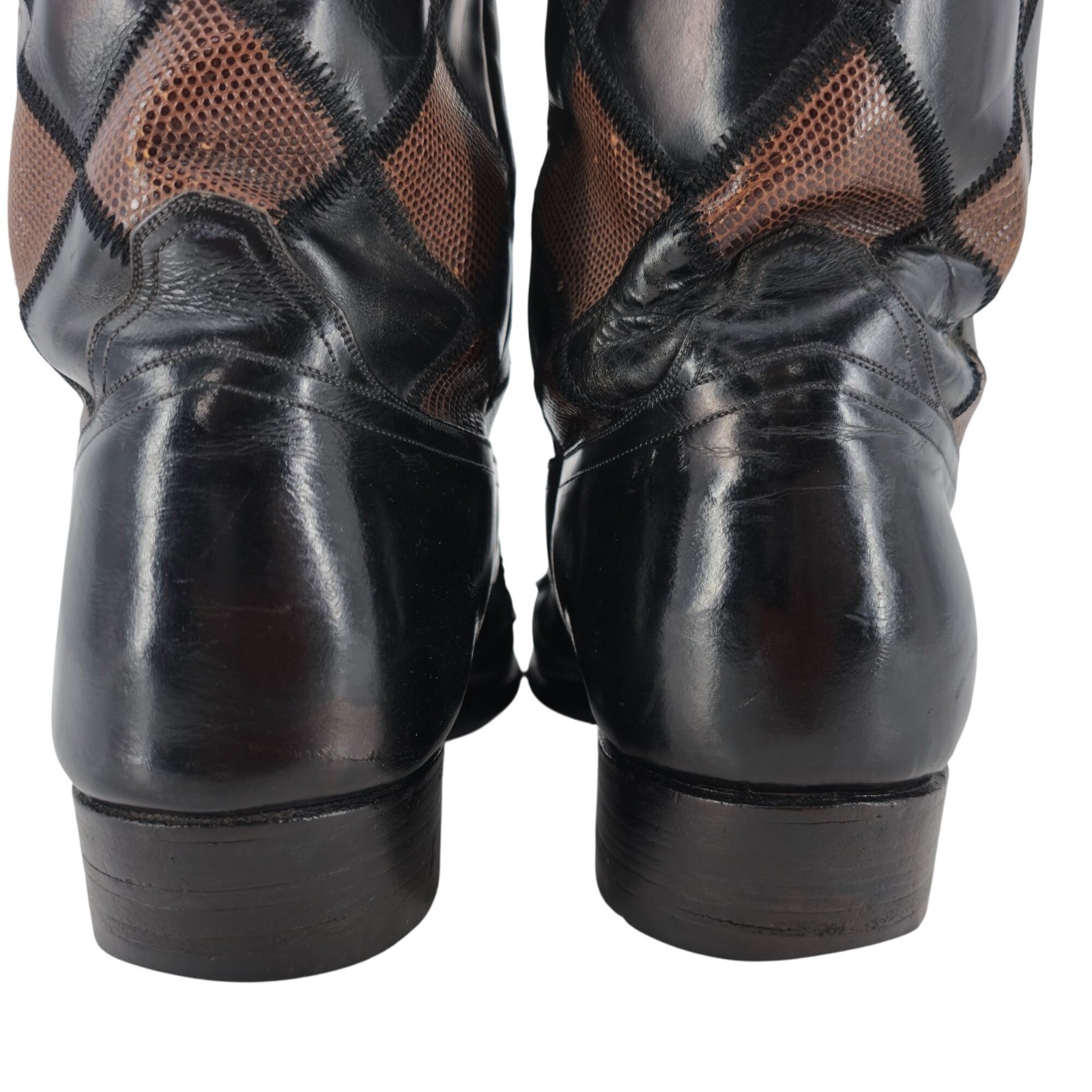 Dan Post Exotic Lizard Diamond Patchwork Mens 10.… - image 10