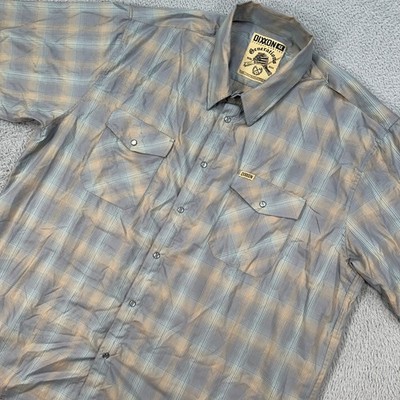 Dixxon Shirt Mens 4XL Gray Tan Plaid Button Snap Generations Bamboo FLAWS READ