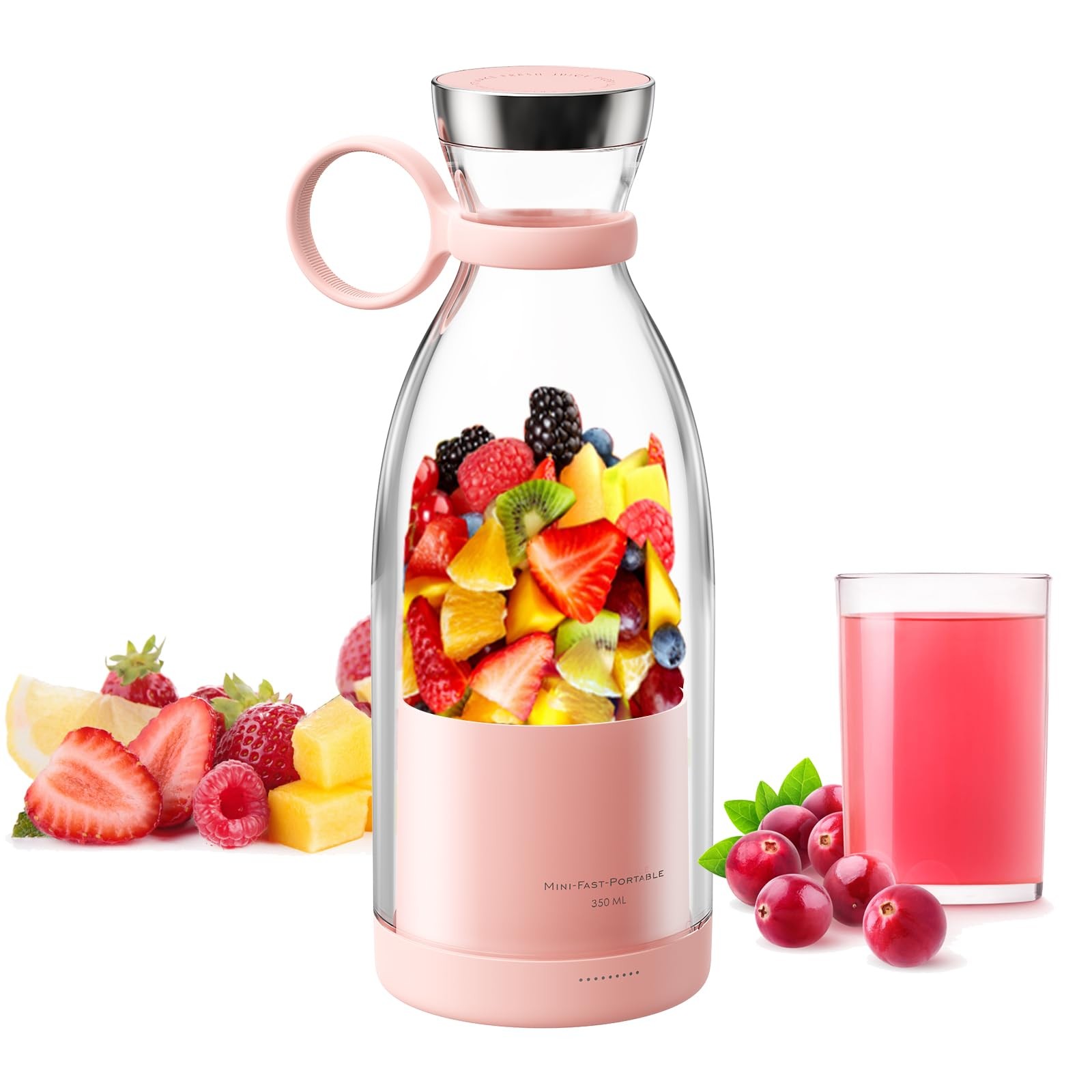 Asa Vea Portable Blender Mini Smoothie Shake 11oz USB Rechargeable Pink