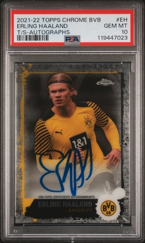 2021 Topps Chrome BVB Borussia Dortmund Autographs Erling Haaland /75 PSA 10! 💎