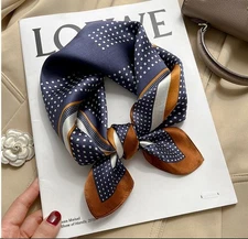 100% Mulberry Silk Scarf Women Flower Neckerchief  20'' Square Small Bandana C79