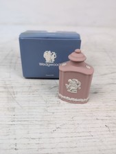 Vintage Rare Wedgwood Tea Caddy With Cap White On Pink - With Original Box