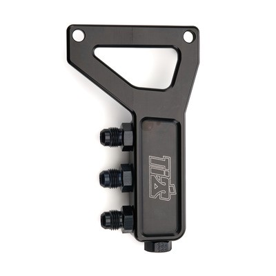 Ti22 TIP5590, One Fuel Block Four 6 AN Female Ports One 8 AN Female Port Aluminu