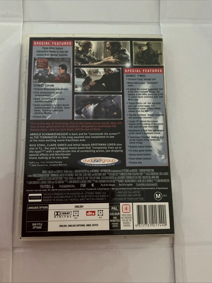 Terminator 3: Rise of the Machines (2-Disc DVD 2003) T7- Region 4 - Free Postage - Image 3 of 3