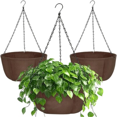 SelfWatering Hanging Planter Basket Pot For Home And Garden Balcony Decors 3PCS