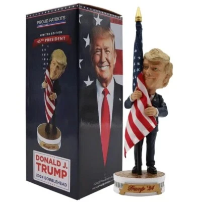 PROUD PATRIOTS Donald Trump 2024 Bobblehead Figurine Trump Hugging the American Flag! Patriot!