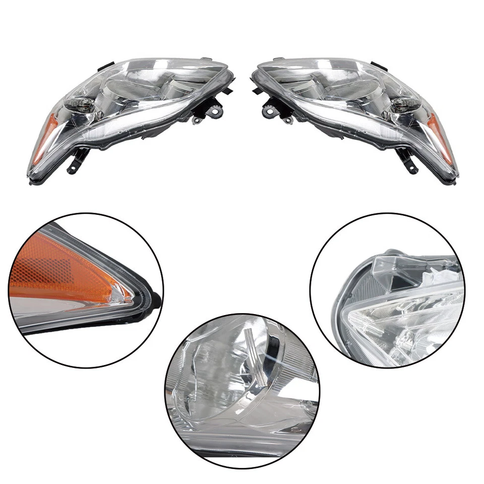 Front Headlights Assembly For 2011-2013 Toyota Corolla LH + RH Pair Clear Lens - Image 3 of 4
