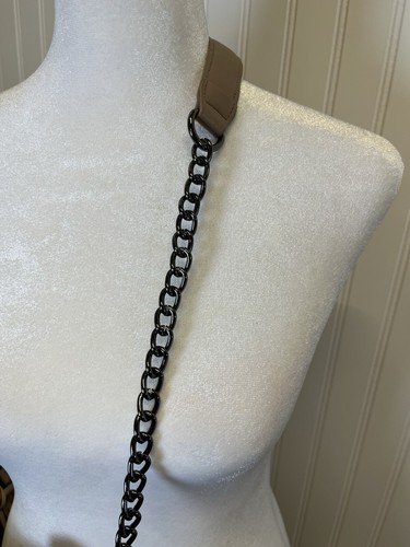 Steve Madden Tan Faux Leather All Over Fring Hipster Crossbody Bag. Chain Strap - Picture 9 of 9