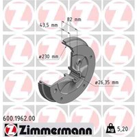 2X Zimmermann Bremstrommel 600.1962.00