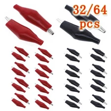 32/64* Crocodile Alligator Testing Clip Clamp Connector Insulated Red&Black 45mm